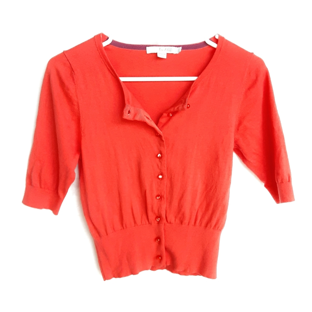 BODEN Faux Pearl Button Down Silk Blend Sweater Cardigan Top Size 6 / Small